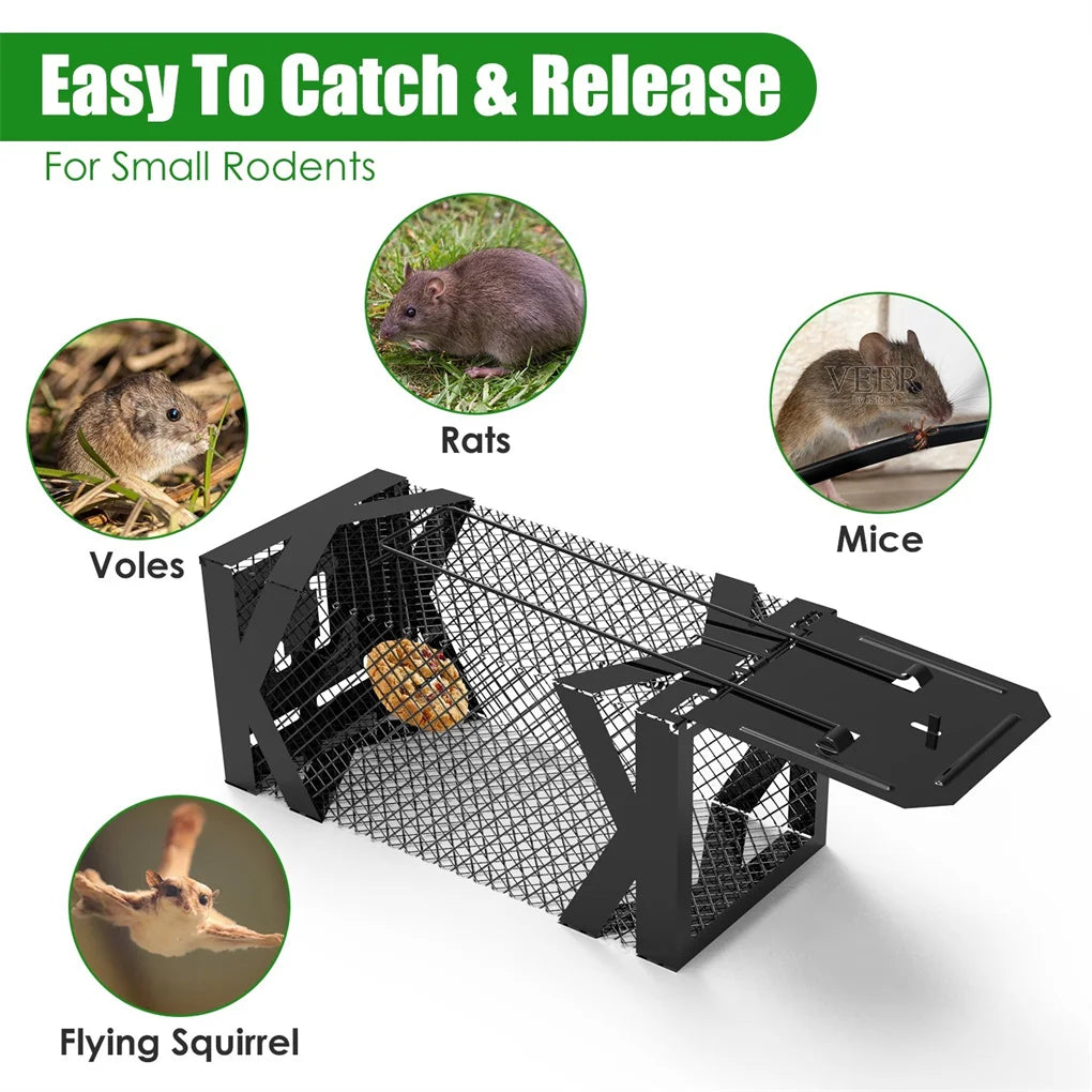 2PCS Humane Mouse Trap Cage, Non-Lethal (No Electricity/Glue/Chemicals), Heavy Duty 1.15mm Metal (Rustproof), Easy Catch Release