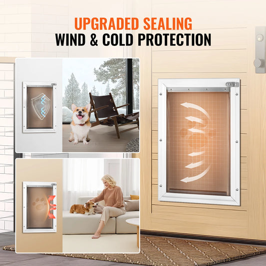 Pet Door Aluminum Frame with Lock and Flap System Weatherproof