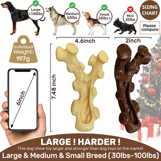 2 Pack Tough Dog Chew Toys for Aggressive Chewers