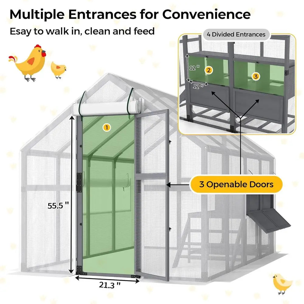 Large Outdoor Chicken Coop with Insulation, Waterproof Cover, 4 Nesting Boxes, Roosting Bars for 10-15 Chickens, 9x6x6ft, Charco
