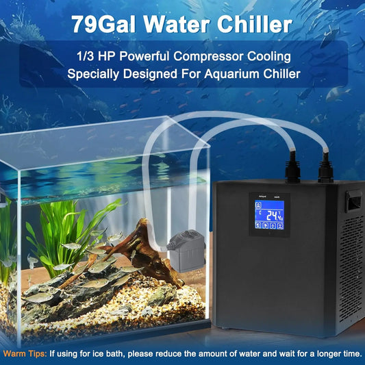 Aquarium Chiller Hydroponic Water Chiller 1/3HP Axolotl Cooler with Remote Control Pump