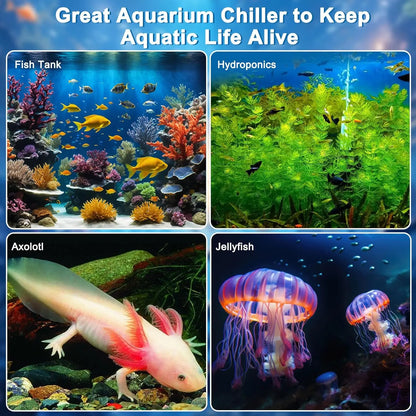 Aquarium Chiller Hydroponic Water Chiller 1/3HP Axolotl Cooler with Remote Control Pump