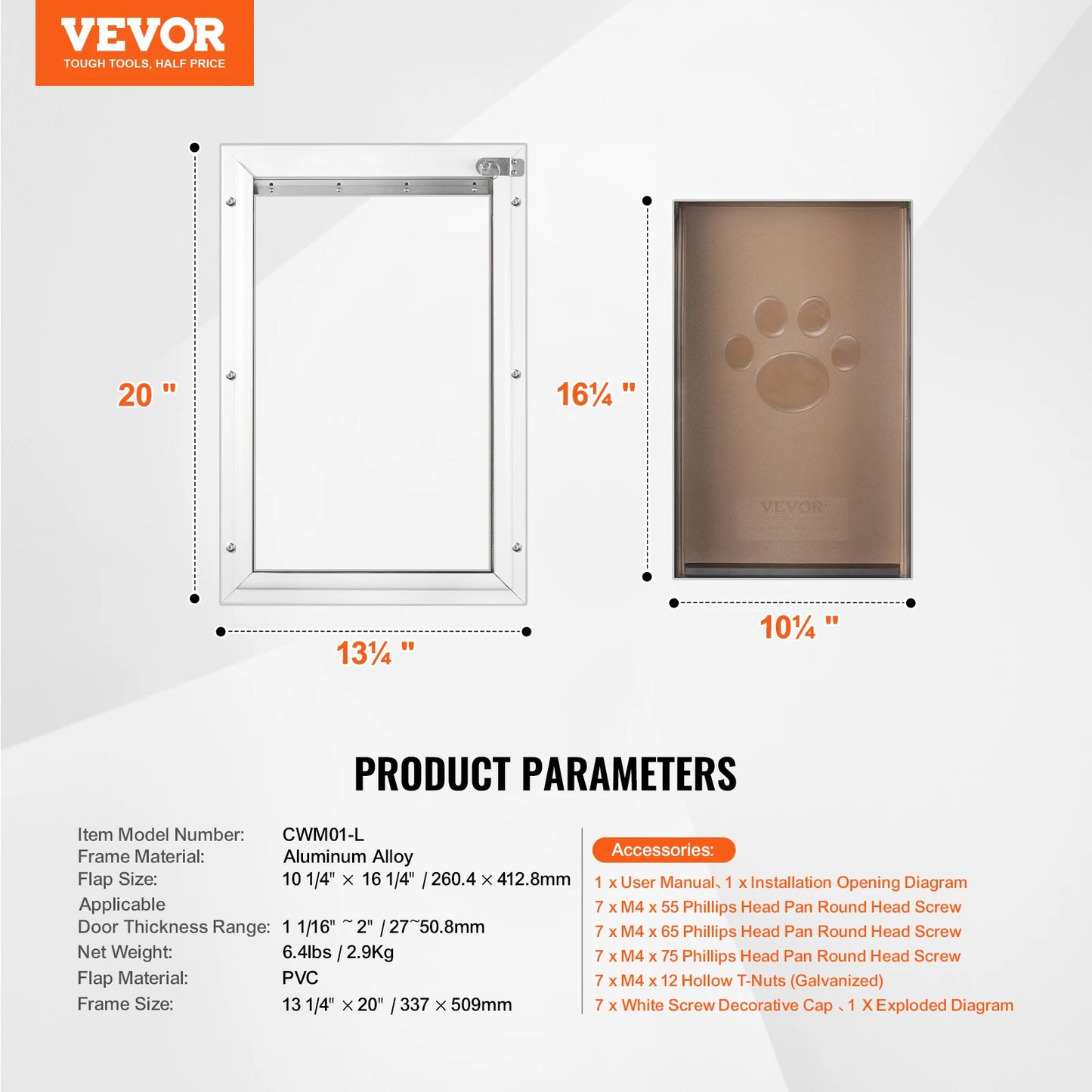 SucceBuy Pet Door Aluminum Frame with Lock and Flap System  Easy to Install in Interior or Exterior Doors