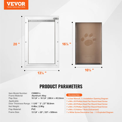 SucceBuy Pet Door Aluminum Frame with Lock and Flap System  Easy to Install in Interior or Exterior Doors