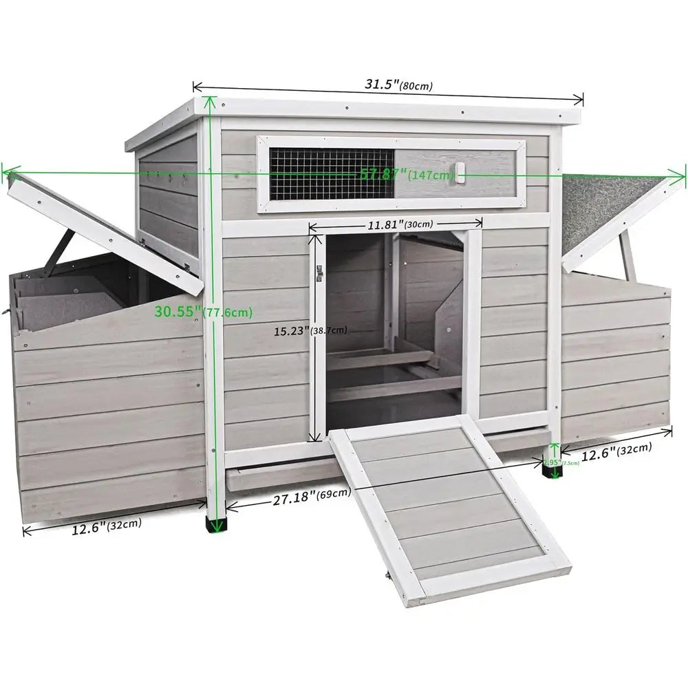 Large Outdoor Chicken Coop with 6 Nesting Boxes, Weatherproof Poultry Enclosure, Removable Tray for Easy Cleaning