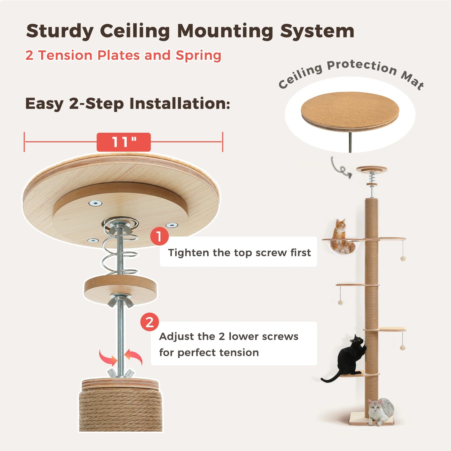Cat Tree for Indoor Cats Adjustable Height