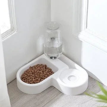 Automatic Pet Feeder & Water Bowl 500ml, Portable Slow Eating Food Dish for Cats & Dogs