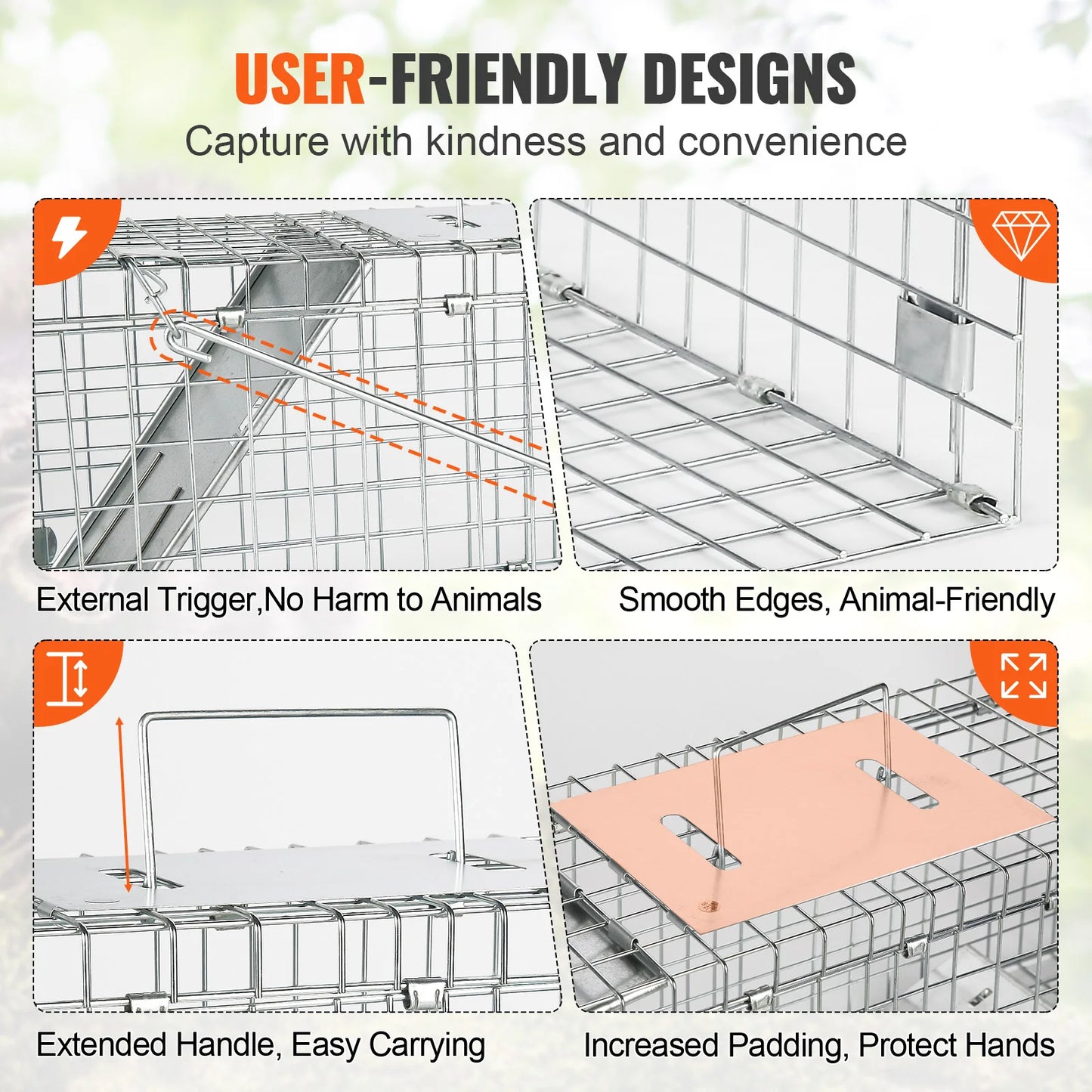 Live Animal Cage Trap Humane for Rabbits Stray Cats Squirrels Raccoons Groundhog