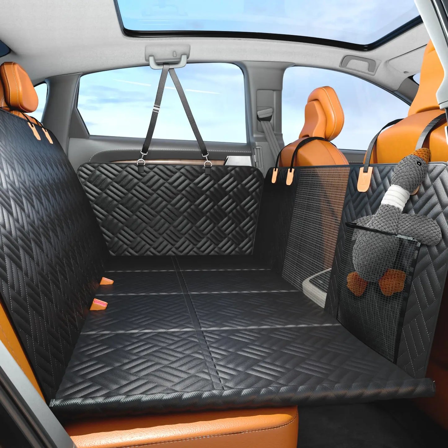 Car Rear Seat Dog Seat Cover, Hard Bottom Rear Seat Extender,