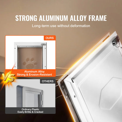 SucceBuy Pet Door Aluminum Frame with Lock and Flap System  Easy to Install in Interior or Exterior Doors