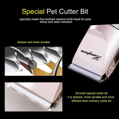 Professional Pet Grooming Clippers, 12V Corded Dog Trimmer for Thick Coats with Guard Combs and Brush