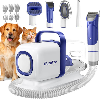 Pet Grooming Kit with Vacuum, 15000Pa Hair Clipper and Shedding Brush, Low Noise, 2L Capacity
