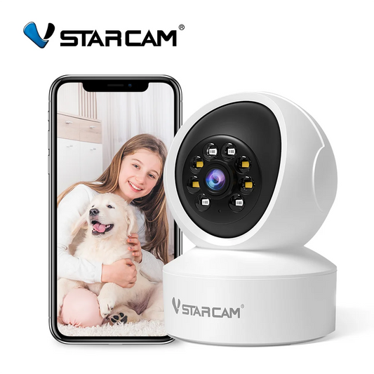 Indoor Security Camera for Home 360° Coverage Color Night Vision 2-Way Audio Motion Detection Customize Zone