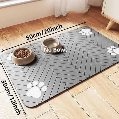 Mat-Absorbent Pet Placemat for Food and Water Bowl with Waterproof Rubber Backing Quick Dry Water Mat