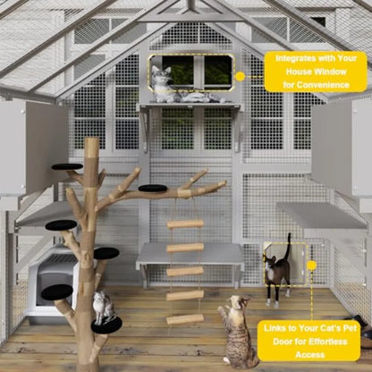 71 H Outdoor Cat Enclosure for Multiple Cats with Weatherproof Roof