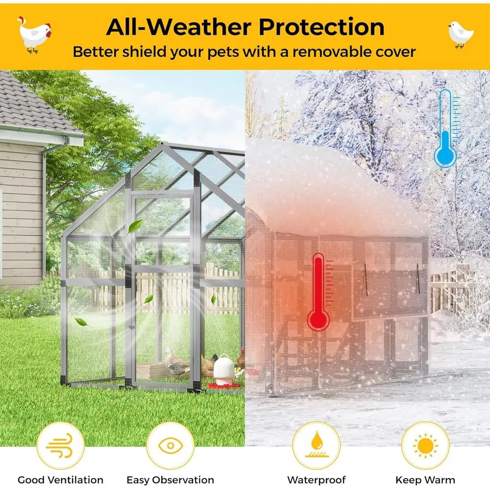 Large Outdoor Chicken Coop with Insulation, Waterproof Cover, 4 Nesting Boxes, Roosting Bars for 10-15 Chickens, 9x6x6ft, Charco