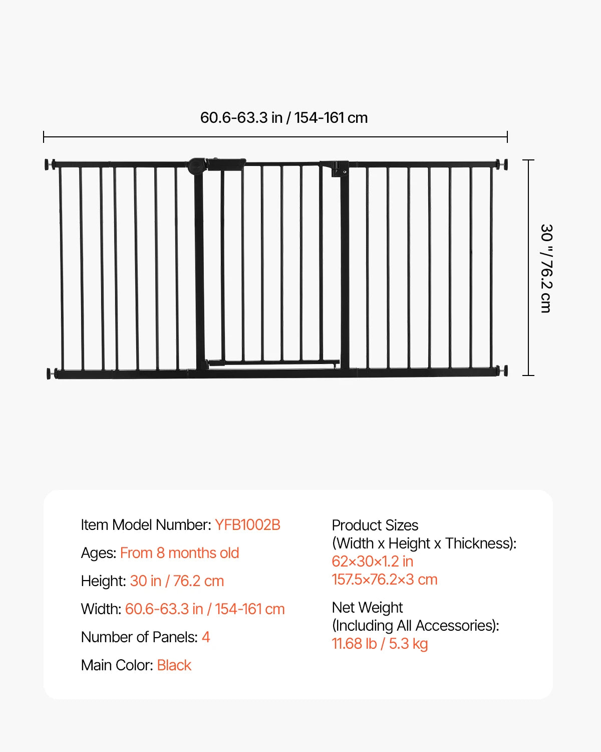 Baby Gate 28/30/36 Inches