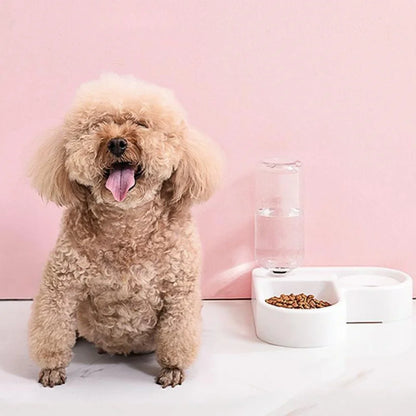 Automatic Pet Feeder & Water Bowl 500ml, Portable Slow Eating Food Dish for Cats & Dogs