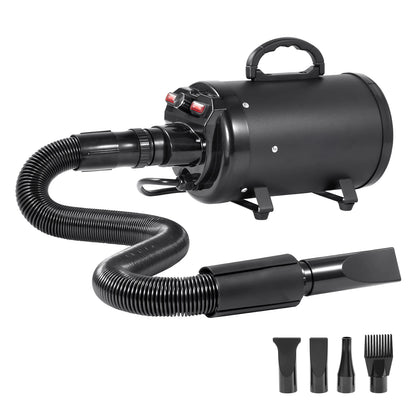 2000W/2.7HP Dog Blow Dryer Adjustable Speed Temperature Control with 4 Nozzle and Extendable Hose