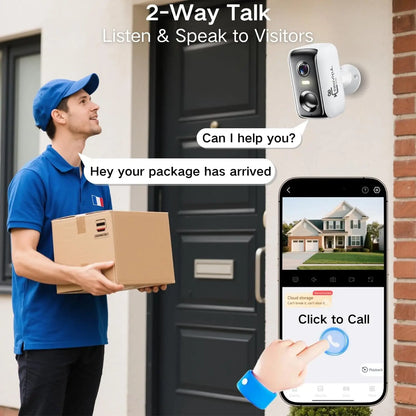 Wireless Outdoor Security Camera with AI Motion Detection, Solar Power, 2K Night Vision, Two-Way Talk