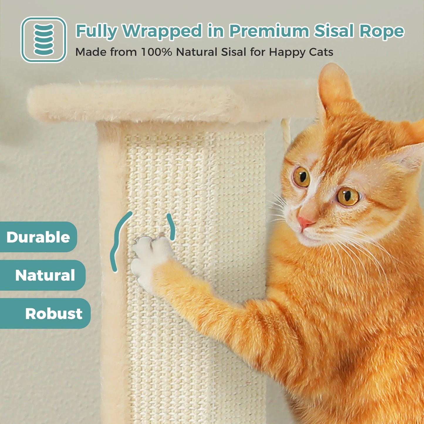 Ultimate Scratch Post with Woven Sisal Dangling Ball Tall Cat Scratcher