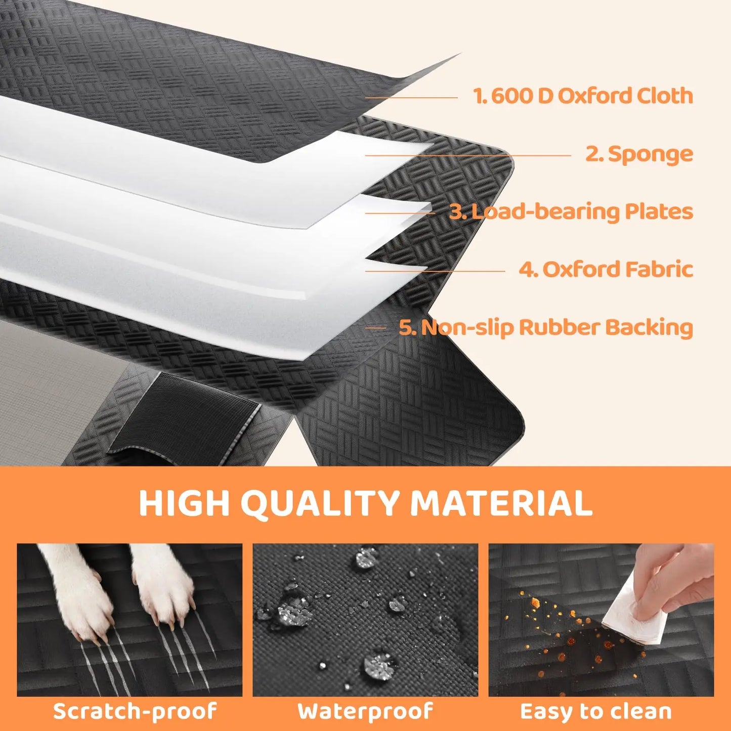 Car Rear Seat Dog Seat Cover, Hard Bottom Rear Seat Extender,