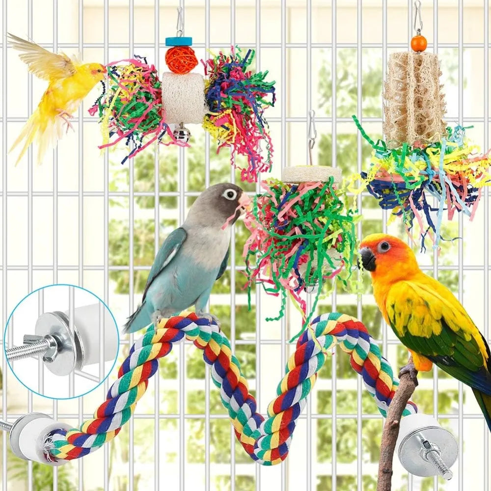 6 PCS Bird Chew Toys Cage Removal Pendant Parrot Paper Toys Bite Toys Cage-hanging Chew Paper Ball Toys Bird Foraging Toys
