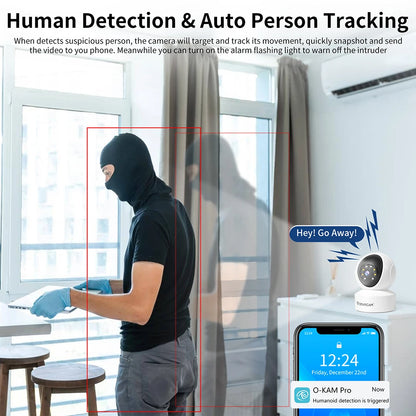 Indoor Security Camera for Home 360° Coverage Color Night Vision 2-Way Audio Motion Detection Customize Zone