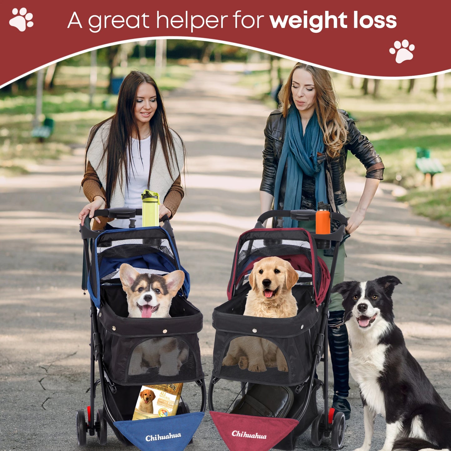 Pet Stroller For Small Medium Cats & Dogs Mesh Canopy Pet Travel Carrier Suitable Outdoor Travel