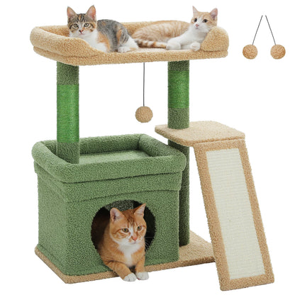 Small Cat Tree Sisal Scratching Post and Pad Wide Top Perch Large Cat Condo Cat Scratchers