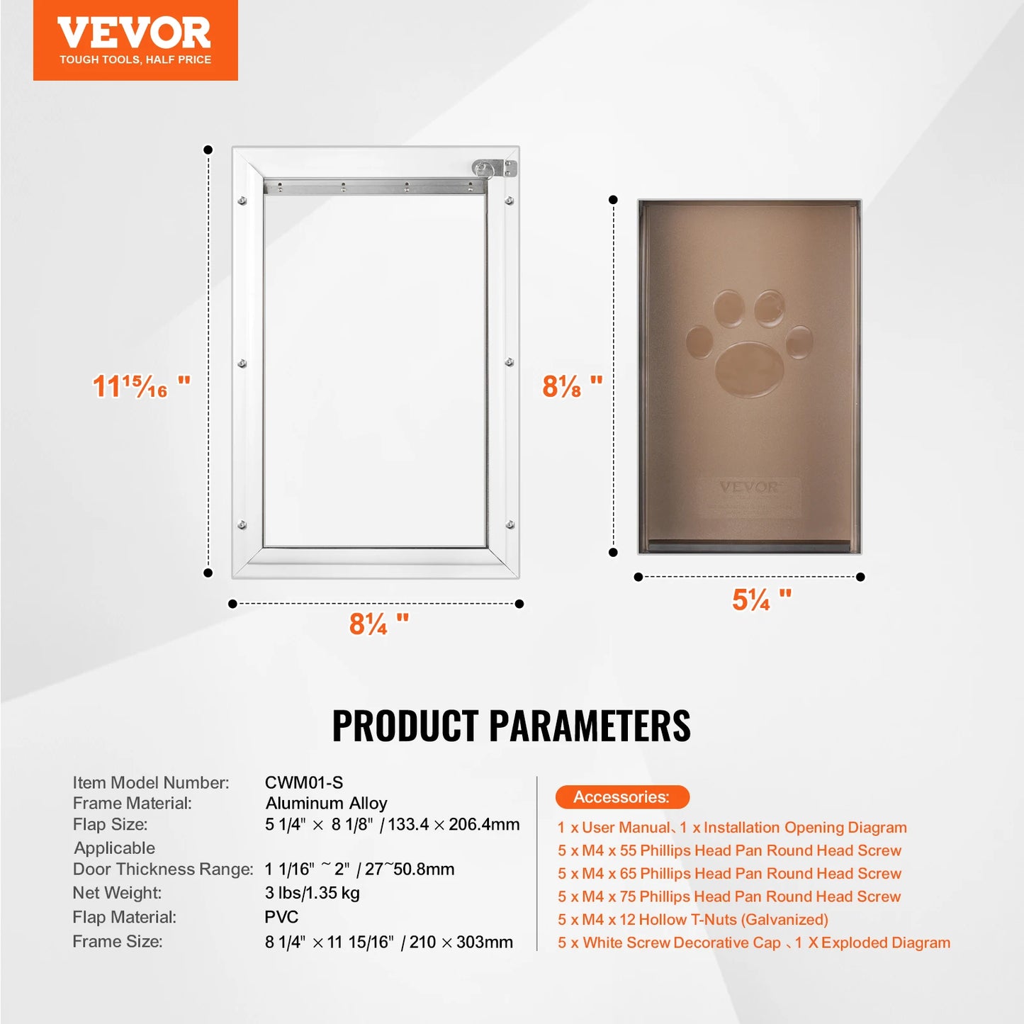 SucceBuy Pet Door Aluminum Frame with Lock and Flap System  Easy to Install in Interior or Exterior Doors