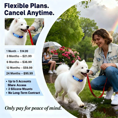 GPS Pet Tracker for Dogs Cats Built-in IoT Sim WiFi Tracking Unlimited Distance QR Code Anti-Lost Locator, Subscription Required