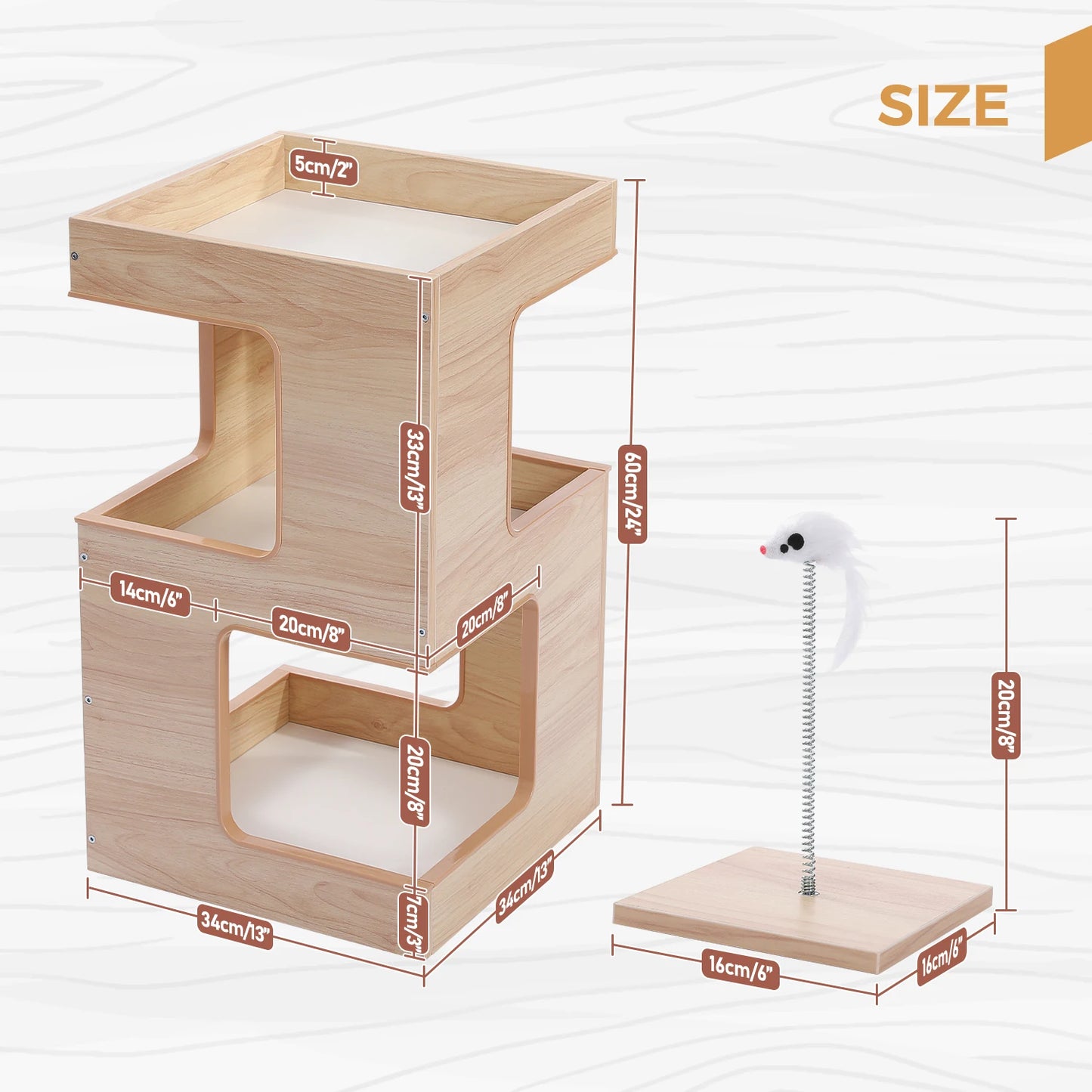 Wood Cat Condo House Bed with Removable Soft Mats