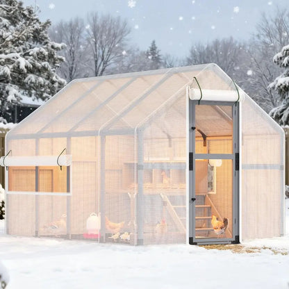 Large Outdoor Chicken Coop with Insulation, Waterproof Cover, 4 Nesting Boxes, Roosting Bars for 10-15 Chickens, 9x6x6ft, Charco