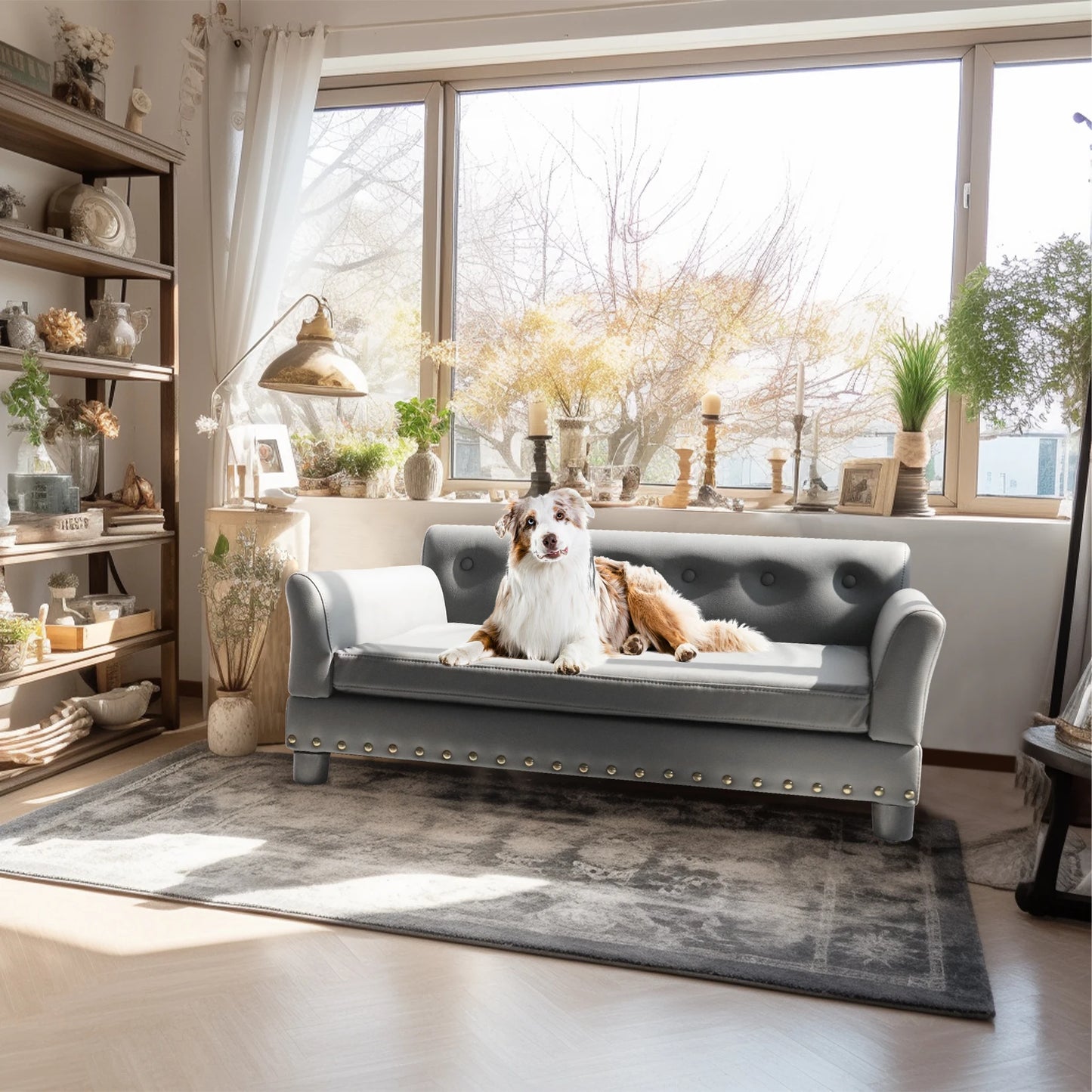 Sofa Mat Microfiber Leather Cover for Large Pet Snuggle Lounge Chair with Removable Cushion