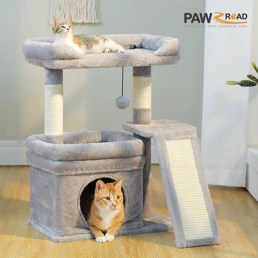 Small Cat Tree Sisal Scratching Post and Pad Wide Top Perch Large Cat Condo Cat Scratchers