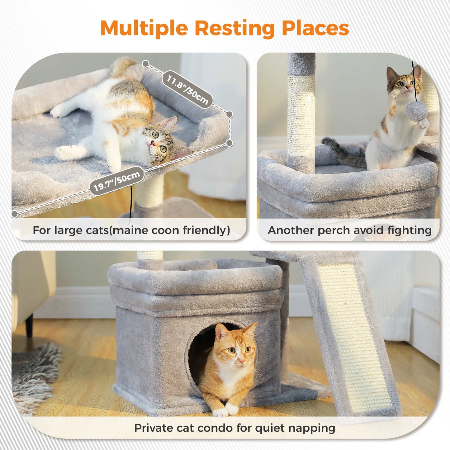 Small Cat Tree Sisal Scratching Post and Pad Wide Top Perch Large Cat Condo Cat Scratchers