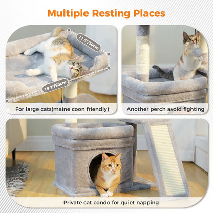 Small Cat Tree Sisal Scratching Post and Pad Wide Top Perch Large Cat Condo Cat Scratchers
