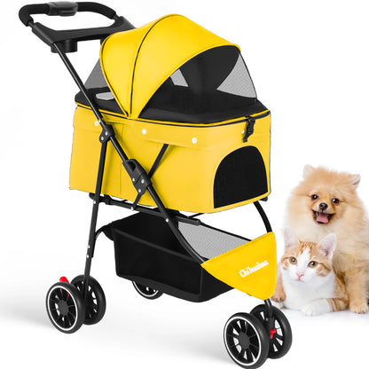 Pet Stroller For Small Medium Cats & Dogs Mesh Canopy Pet Travel Carrier Suitable Outdoor Travel