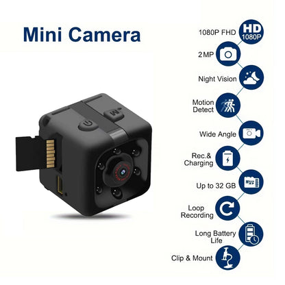 Mini Camera, 1080P, Nanny Cam Full HD with Night Vision Motion Activation for Indoor Outdoor Covert Security