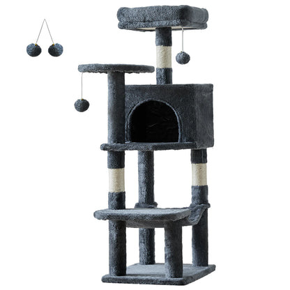JHK 44In Cat Tree Tall Multi-Cat Climbing Tower Natural Sisal Scratching
