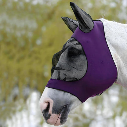 Mesh Fly Mask Hood Breathable Horse Face Mask Ear Protection Meshed Horse Ear Cover Anti-Worms