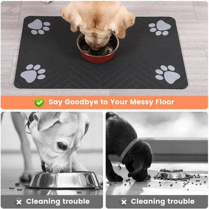 Mat-Absorbent Pet Placemat for Food and Water Bowl with Waterproof Rubber Backing Quick Dry Water Mat