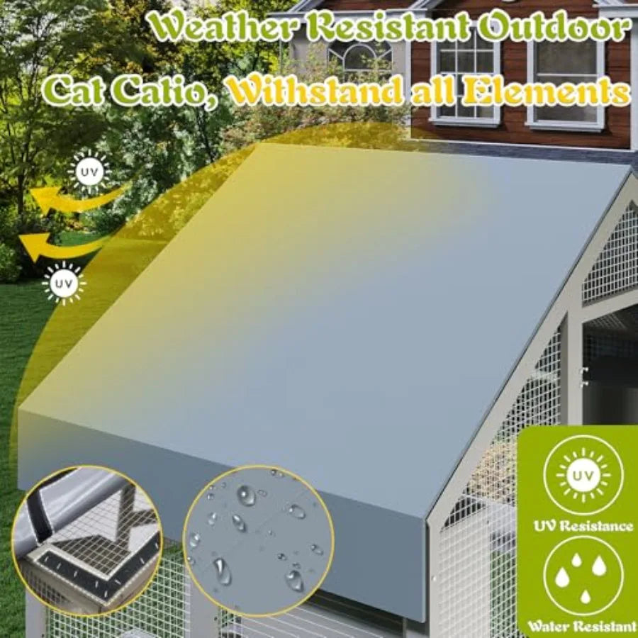 71 H Outdoor Cat Enclosure for Multiple Cats with Weatherproof Roof