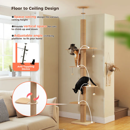 Cat Tree for Indoor Cats Adjustable Height