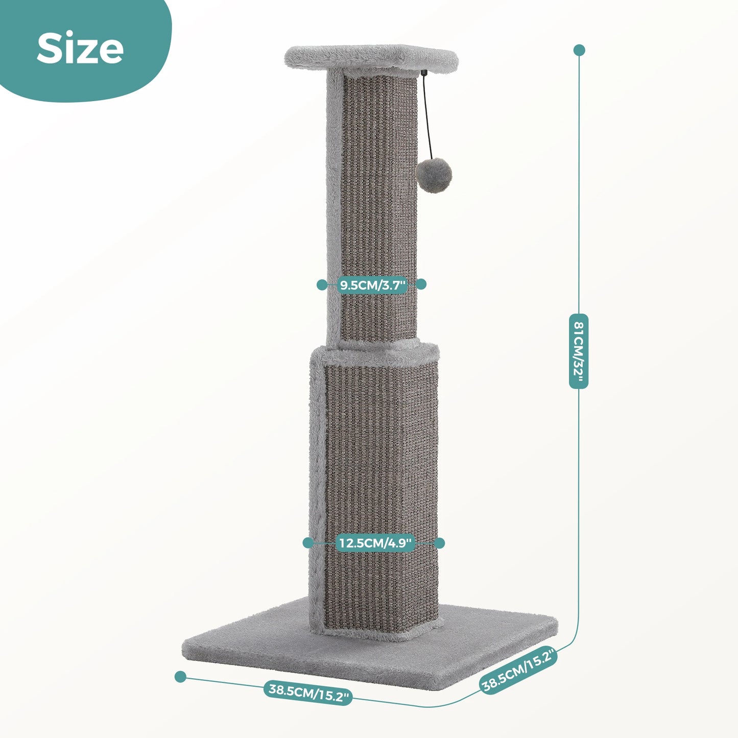 Ultimate Scratch Post with Woven Sisal Dangling Ball Tall Cat Scratcher
