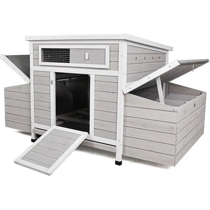Large Outdoor Chicken Coop with 6 Nesting Boxes, Weatherproof Poultry Enclosure, Removable Tray for Easy Cleaning