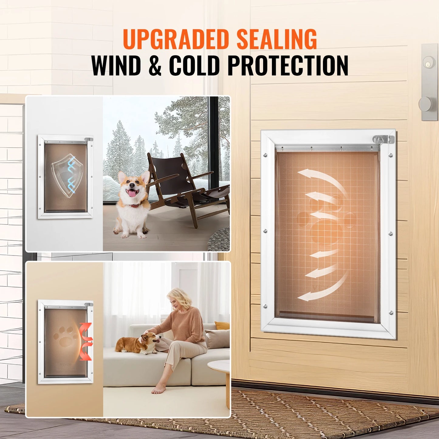 SucceBuy Pet Door Aluminum Frame with Lock and Flap System  Easy to Install in Interior or Exterior Doors
