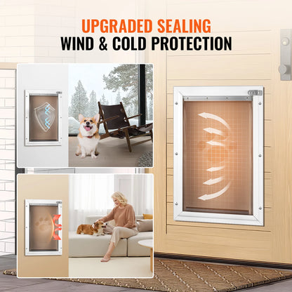 SucceBuy Pet Door Aluminum Frame with Lock and Flap System  Easy to Install in Interior or Exterior Doors