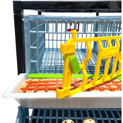 5-Tier Indoor Quail Cage, Stackable, Easy Clean, Rust-Free, Washable Plastic, Removable Dividers, Roll-Out Egg Trays